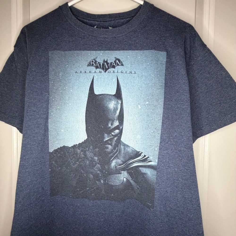 Batman Arkham Origins DC Comics Graphic Heather Blue T-Shirt Fits Mens Small